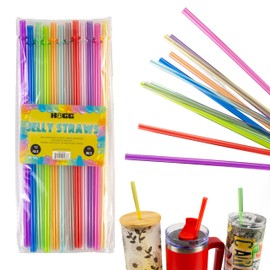 Hogg Reusable Straws - Colorful Jelly Straws (12 Pack), Plastic Straws Reusable, Tumbler Straws 11 inch