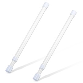 2 Pcs Small Tension Rod 12-20 inch Spring Rod, Tension Rod Spring Tension Rod, Small Tension Curtain Rod, Short Thin Tension Rods, Mini Tension Rods for Closet, Cabinets, Cupboard, Drawers, White