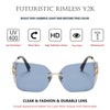 Bsreyeop Futuristic Rimless Y2K Sunglasses for Women Men Fashion Wrap