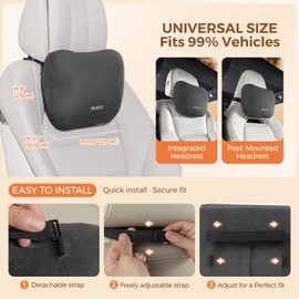 BEBAS Car Headrest Pillow, Comfy Car Neck Pillow for Driving Seat, Universal Neck Support Pillow with Adjustable Strap & Removable Washable Cover, Headrest Cushion for Pain Relief(Black, 1 Pack)