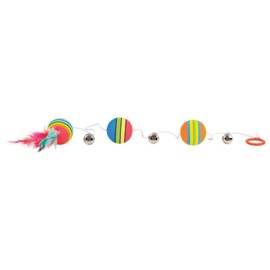 Trixie Rainbow Foam Balls on An Elastic Band, 80 x 3.5 cm, Pack of 4