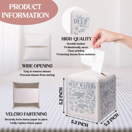 Sea Turtle Christian Tissue Box Cover, Square Decorative Tissue Box Holder, Christian Sea Turtle Gifts for Women Men, PU Leather Toilet Paper Cover for Tabletop Bathroom Office Decor-A20