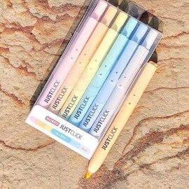 Morris JUSTCLICK Retractable Slim Highlighter S-Pastel 6 Colors / 모리스 JUSTCLICK 노크식 Slim 형광펜 S-Pastel 6색