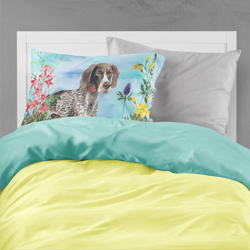Caroline's Treasures CK1203PILLOWCASE German Shorthaired Pointer Spring Fabric Standard Pillowcase,