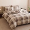 honey qiao Taupe and Beige Checkered Comforter Twin Set 3Pcs