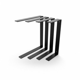 HEVVA HARTENBERG Double Shelf Brackets 15/20/25/30 cm Shelf Bracket, L-shaped Wall Shelf Bracket, Console, Shelf Bracket, (1 x Holder - Black, 15 cm)