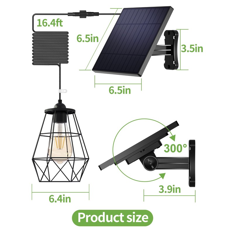 intelamp Solar Pendant Lights Indoor Outdoor, 4000mAh Gazebo Shed Chandeliers