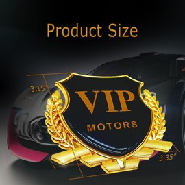 3D VIP Metal Emblem Sticker for Car, Auto Car Emblem Decal Decoration, Car Decoration VIP Badge Decals Fit for Cars Bumper Window Laptop Luggage Car Accessories (Gold)