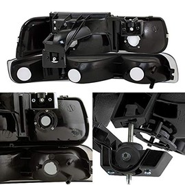 AKKON - For Black Smoke 99-02 Sivlerado 00-06 Suburban Tahoe Headlights Lamps + Bumper Signal Lamps 4pcs Set