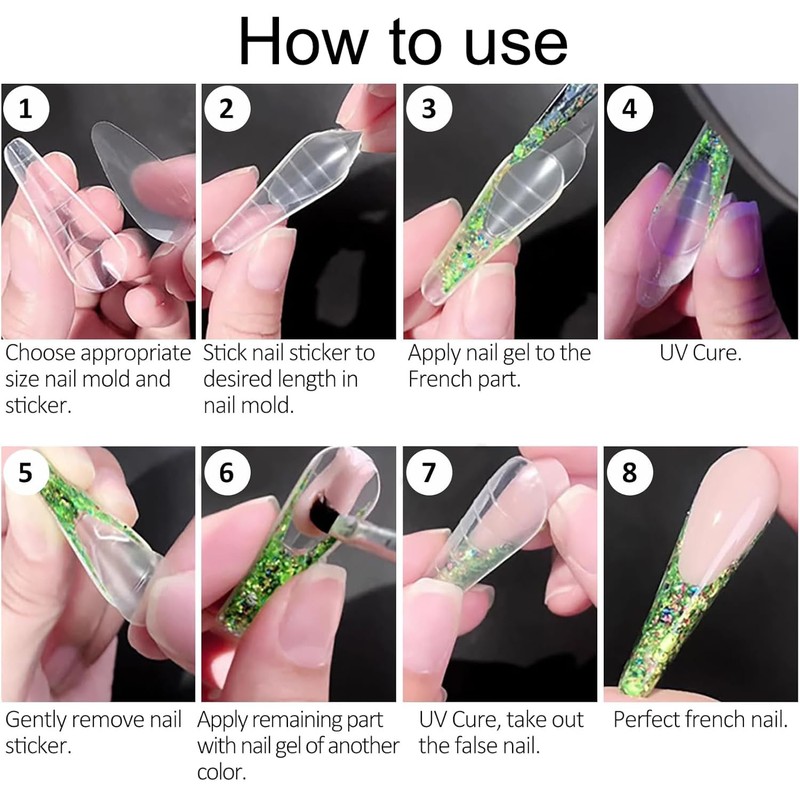 JOYOLA 144 Pieces Dual Nail Forms Set 4 Shapes Nail