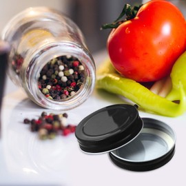 24 Pack Metal Jar Lids for Mason Jar Regular Mouth, Black Jar Lids for Mason Jar 2. 75 Inch Leak Reusable Canning Lids for Standard Mouth Mason Jars (Black, 70MM)