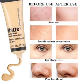 Boobeen Base De Maquillaje De Cobertura Total - Corrector Base Líquida Base De Maquillaje Cremosa Mate Base De Maquillaje Ligera Y Suavizante Base De 
