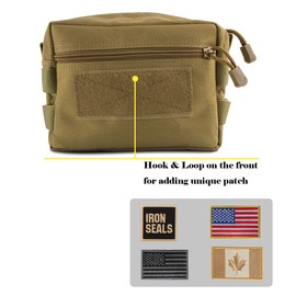 IronSeals Molle Pouch Multi-Purpose Tactical Compact Water-Resistant Utility Gadget Gear Pouch with Flag Patch