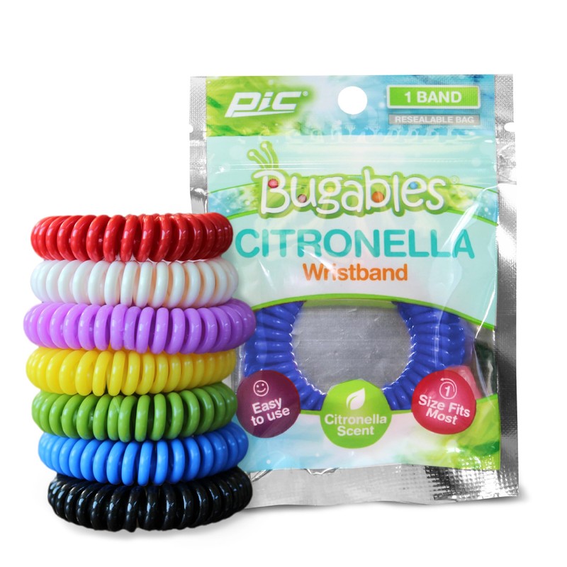 PIC Bugables Citronella Scented Coil Wristbands, Reusable and Resealable, One
