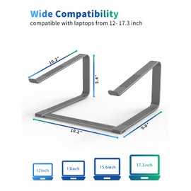 SOUNDANCE Laptop Stand for Desk, Metal Computer Riser, Heavy Stable PC Holder, Ergonomic Laptops Elevator for 12 to 17.3 Inches Notebook Computer, Grey