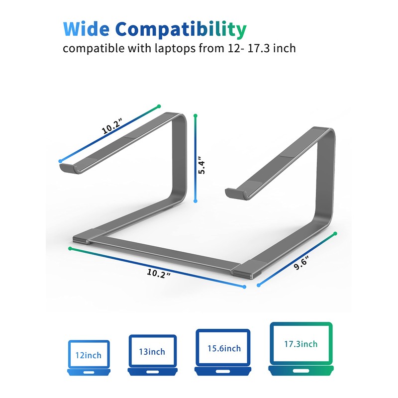 SOUNDANCE Laptop Stand for Desk, Metal Computer Riser, Heavy Stable