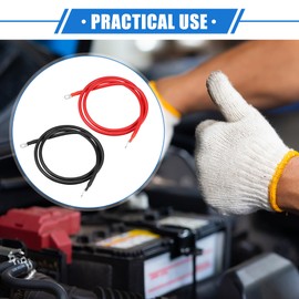 VekAuto 1 Pair Copper Battery Inverter Cables, 4 AWG Gauge 5ft Battery Cable Universal for Car Vehicle RV Solar Application Durable Pure Copper Black Red with 3/8" Ring