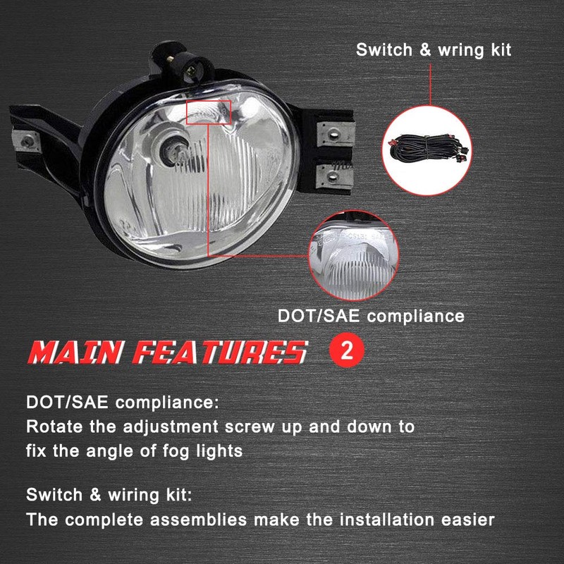 A ABIGAIL Driving Fog Lights Lamps Replacement for 2002-2008 Dodge