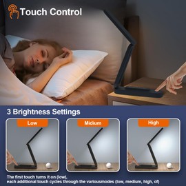 Giryuhd LED Desk Lamp for Office Home & Battery Operated Lamp Rechargeable Lamp Foldable & Portable Light, LED Desk Light Strip, 3 Brightness Dimmable Small Desk Lamp Wireless Reading Lamp