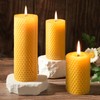 Pure Beeswax Pillar Candles,3 Pack Hand-Rolled Natural Beeswax Candles(1.77x3in,2x4in,2x6in) 60