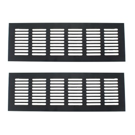 MTQY 2PCS 80x250mm Black Aluminium Ventilation Cover Shutter Ventilation Grille Vent for Cupboards and Shoe Cabinet Hardware Accessories Ventilation Cover