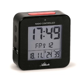 Atlanta Funkwecker Digitalwecker LCD Licht Nachtlicht Snooze Datum Temperatur 2 Weckzeiten Ohne Ticken Schwarz - 1880-7