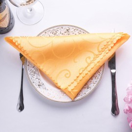 Pack of 6 48 x 48 cm Jacquard Fabric Napkins, Damask Pattern Napkins, Soft Washable Napkin, Reusable Fabric Napkins for Family Dinners, Weddings, Parties, Restaurant, Gold