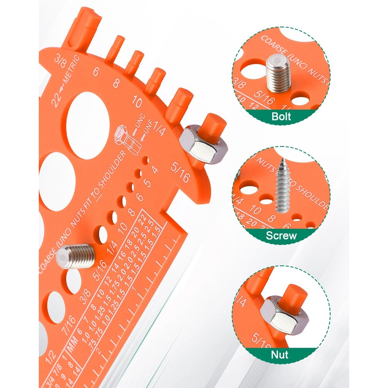 Bolt Gauge (Metric and SAE), Bolt Sizer for Quickly Sizing