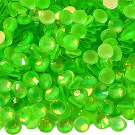 Blinginbox Flatback Rhinestones Round Gems, 1440pcs Luminous Series Glass Stones Neon Gems Non Hotfix Crystal Rhinestones for Nail Charms Crafts Clothes Tumblers,Lime Neon Opal,SS20.