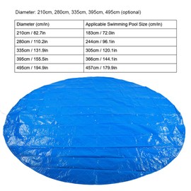 Swimming Pool Cover,Round Shape PE Waterproof Rain Dust Proof Protective Cloth Accessories Swimming Pools Heat Retaining Cover Above Ground Blue Protection(1#)