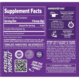 FINAFLEX Finaflex PURE CREATINE Monohydrate Powder No Fillers 300 Grams - 60 Servings