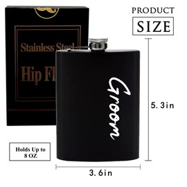 PartyGifts&beyond Set of 7 Groomsmen Flasks Groomsmen Proposal Gifts Bachelor Party Groom Hip Flasks for Liquor for Men (WD-Squiggle)