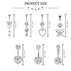 7 Piece Belly Button Piercing Ring Set, Hypoallergenic Heart and