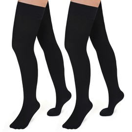 Evolyline 2 Pairs of Medical Compression Stockings for Men and Women, 20-30 mmHg, Class II Thigh Long Support Stockings, Compression Socks for Air Travel, Graduated Support for Varicose Veins, Toe