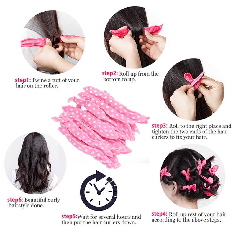 20pcs Hair Curler Rollers Flexible Soft Sponge DIY Night Sleep
