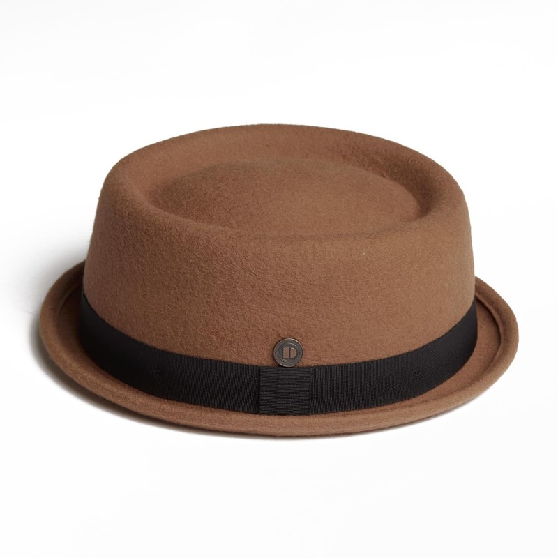 DASMARCA Jack Rudeboy Mod Style Porkpie Felt Hat - Camel
