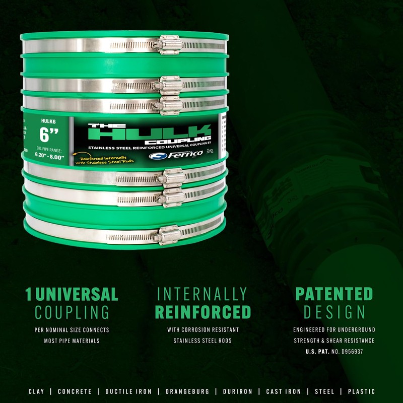 Fernco 5" Hulk Pipe Coupling Non Shear Below Ground Rated
