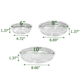 TRUEDAYS 15 Pack(6 inch/8inch/10inch) Clear Plant Saucers Flower Pot Tray Excellent for Indoor & Outdoor Plants
