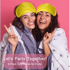 6 Pack Blindfold Eye Mask Cover Sleep Mask for Party Games Travel Sleep Team Build Party Supply with Adjustable Strap for Women Men Kids, Yellow