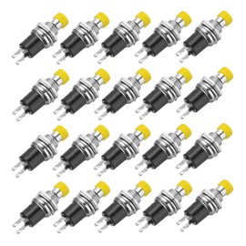 sourcing map 20 Pcs 1A 250V AC 7mm Mini Momentary Push Button Switch SPST NO Yellow Switch Button with Soldering Foot for Electronic Devices