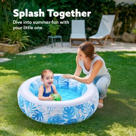 SLOOSH Inflatable Kiddie Pool for Kids, 36"x8.5" Swimming Pool with Soft Pad Floor for Kid & Toddler, Round Blow Up Baby Ball Play Pit Pools for Swim Party, Portable Indoor & Outdoor Water Toys (Blue)