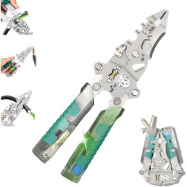 Tuvilo Electrical Pliers, Foldable Alloy Steel Multitool with Insulated-Grip,Wire Stripper,Electrical Twister Tool with Electricity Measurement,Automatic Cable Stripping for Cutting & Pulling Wire (B)