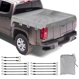 600D Heavy Duty Pickup Truck Bed 5ft Cover Compatible with 2005-2023 Toyota Tacoma&Nissan Frontier Accessories with 12 Elastic Cords for Snow Rain Sun Dust Protection