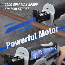 Workpro 12V Cordless Reciprocating Saw 2.0Ah Li-Ion Battery Fast Charger 3 Saw Blade USA