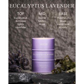 M&SENSE Eucalyptus Lavender Scented Candles Large, Natural Soy Candles 21.2oz 120 Hour Slow Burning,Aromatherapy Candle for Stress Relief Meditation Relaxing