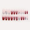24pcs White and Pink Gradient Trapezoid Style Heart Shape Nail
