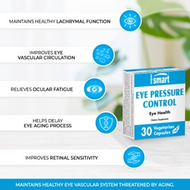 Supersmart - Eye Pressure Control (Patented Ingredients) - with Mirtoselect Bilberry Extract & Pycnogenol Pine Bark Extract - Eyes Supplement | Non-GMO & Gluten Free - 30 Vegetarian Capsules