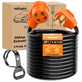 Nilight 25FT EV Dryer Extension Cord 4 Prong 30 Amp NEMA 14-30P 14-30R Old Dryer Extension Cable Heavy Duty 10 Gauge Pure Copper Wire UL Listed 125/250V for Level 2 EV Charging
