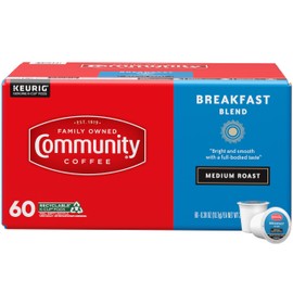 Community Coffee Breakfast Blend 60 Count Coffee Pods, Medium Roast, Compatible with Keurig 2.0 K-Cup Brewers, Box of 60 Pods