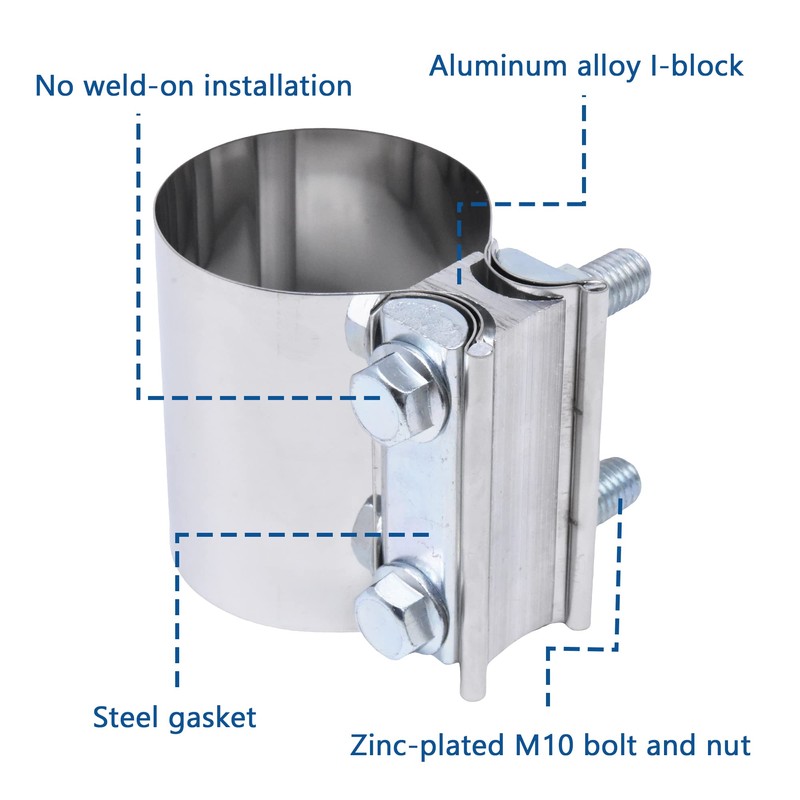 Exhaust Pipe Clamp 4.0 Inch Butt Joint Exhaust Clamp for